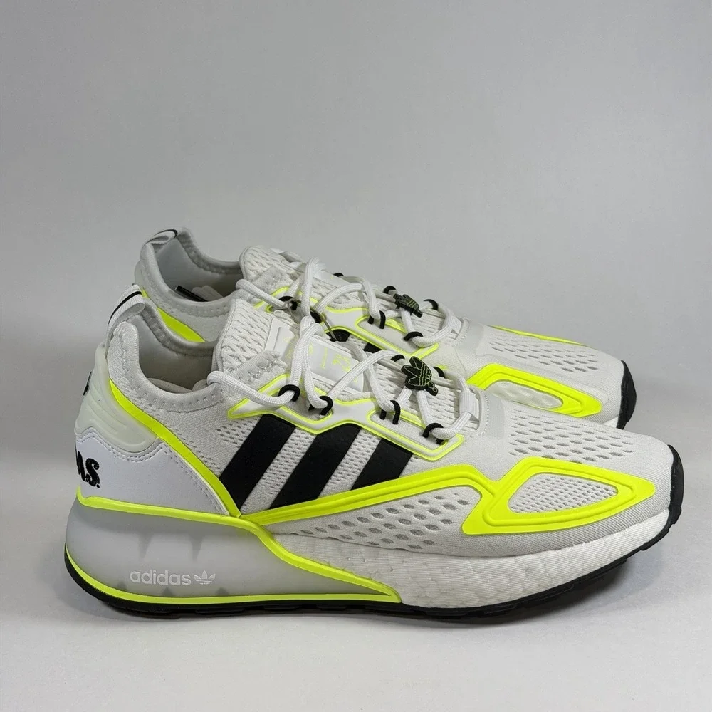 Adidas Size-7 ZX‎ 2K Boost J White & Volt Athletic Training Shoes NEW